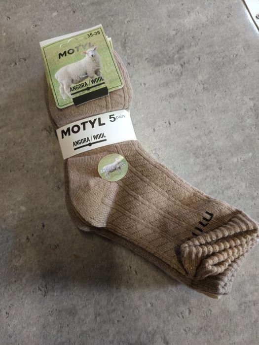 Paczka skarpet wełnianych angora damskich beige beż hit viral style