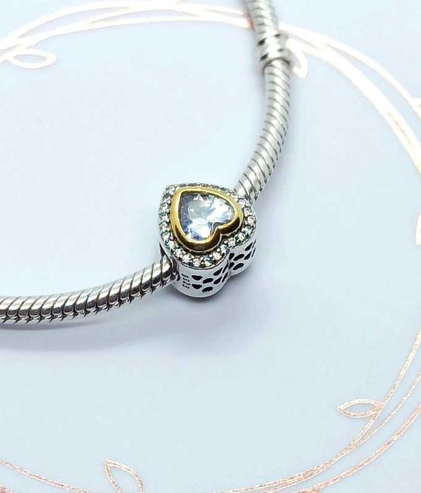 Charm’s serce cyrkonia Zawieszka do bransoletka PANDORA Charms TT