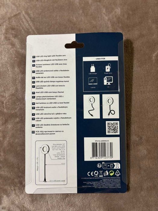 USB світлодіодна лампа Gembird NL-LEDRING-01 LED, 3 Вт