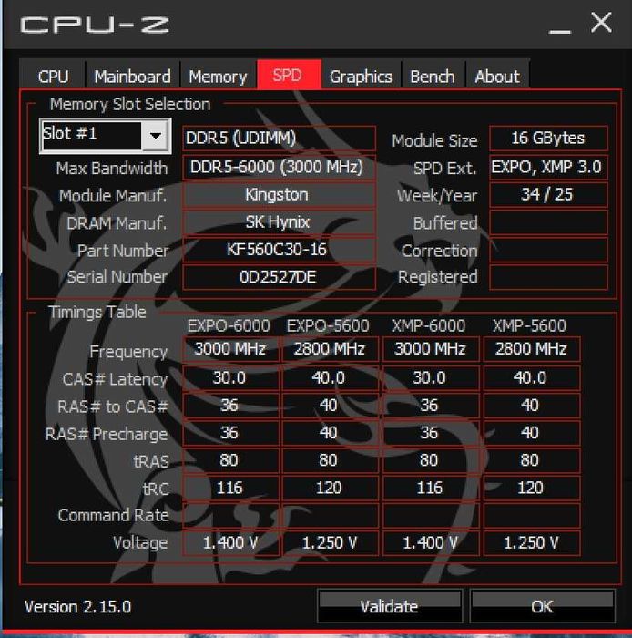 DRAM Kinston Fury DDR5 6000MTs RGB 1x16Gb CL30 - Garantía Vitalícia