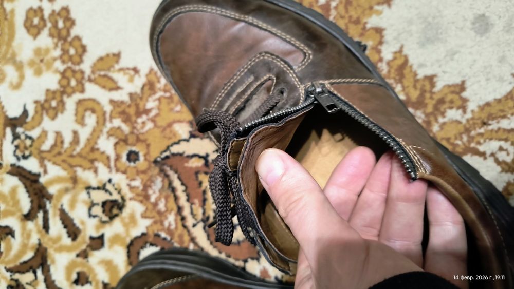 Шкіряні напівчеревики Rieker Antistress (р. 46) темно-коричневі