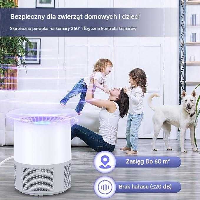 Lampa Owadobójcza UV Pułapka na Komary Muchy Wentylator USB