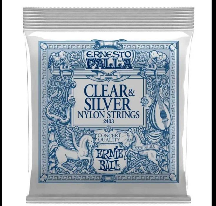 Struny Do Gitary Klasycznej Ernie Ball srebrne przeźroczyste 28-42