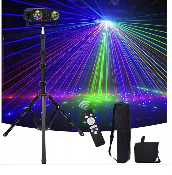 Lampa dyskotekowa LED 5w1 ze statywem, kula disco, pilot, DJ