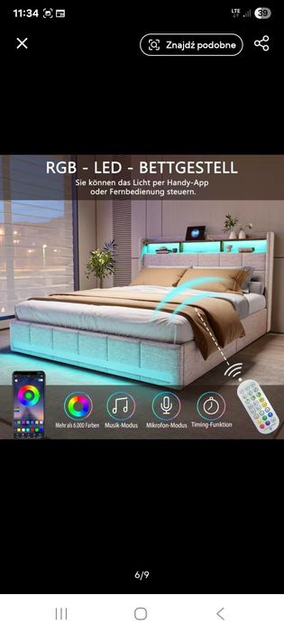 Łóżko nowe LED 160x200
