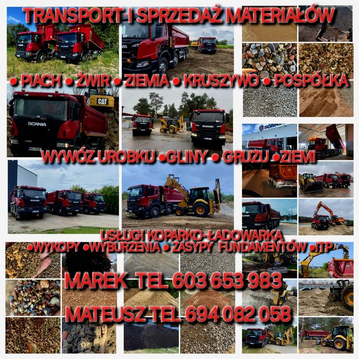 Usługi transportowe | Wywóz Urobku Ziemi Piachu Gliny Gruzu