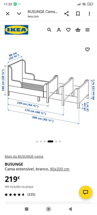 Cama extensível ikea criança azul