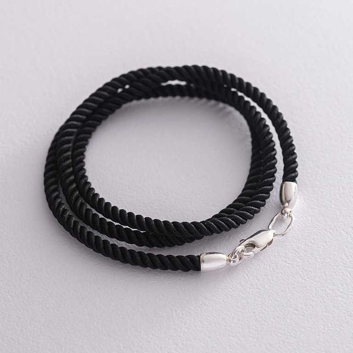 Шелковый ювелирный шнурок + серебро замочек