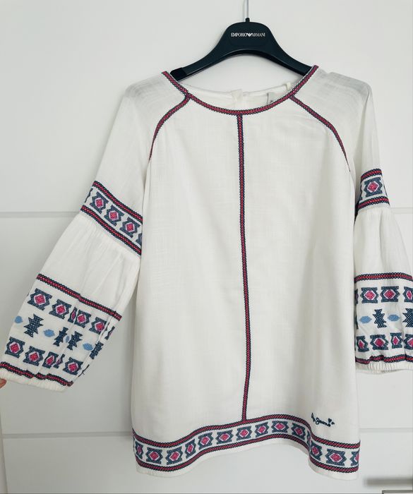 Pepe Jeans luźna biała bluzka tunika hafty 36-38 S M boho hippie