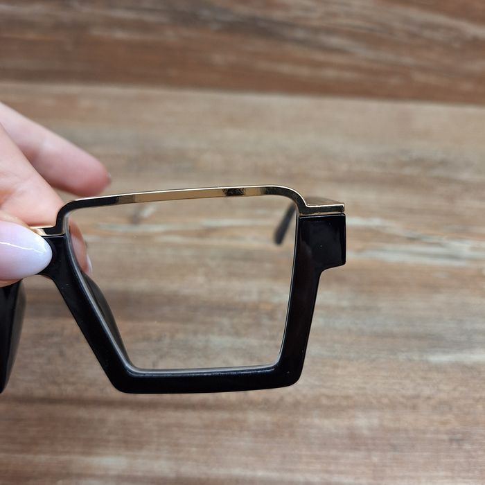 Okulary czarno złote oprawki duże seksowne