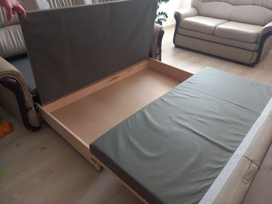 Sofa skórzana beżowa