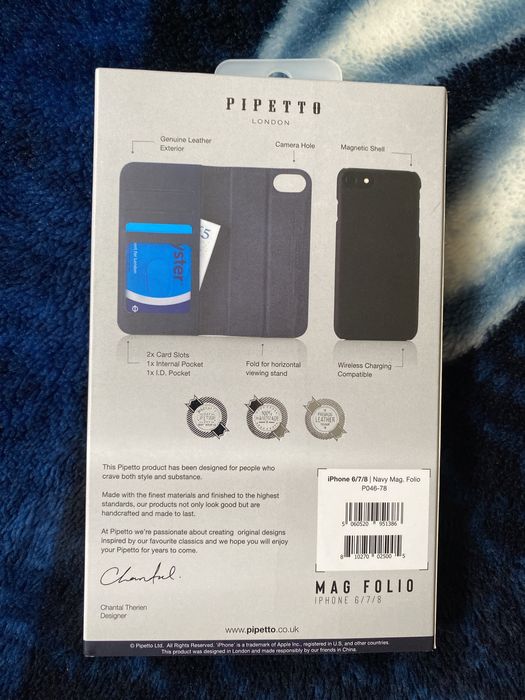 Pipetto London Navy Magnetic Folio iPhone 6/6s/7/8