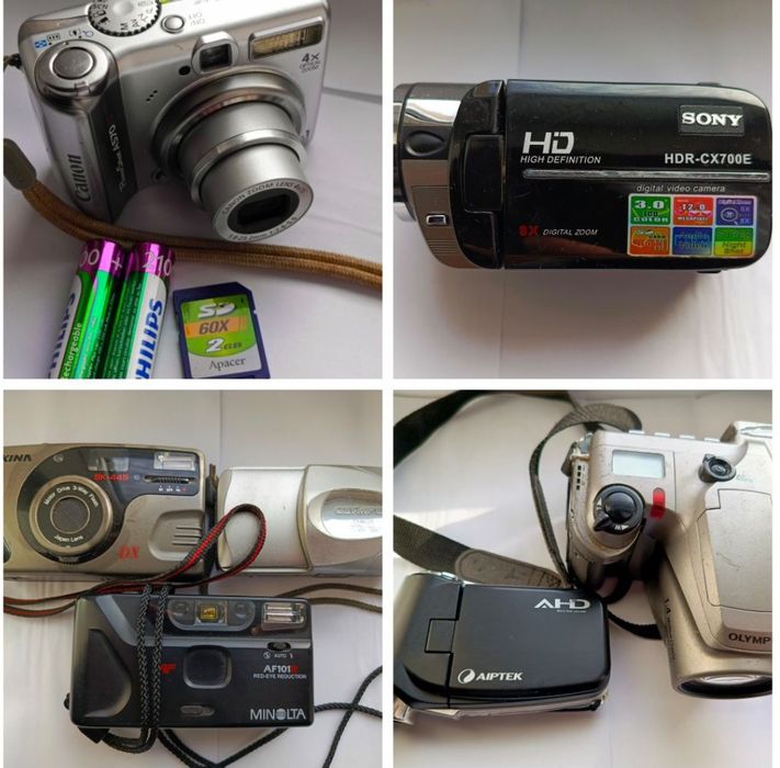 Фотоаппараты Canon A-570,550, Olympus,видеокамеры Sony..