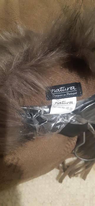 Poncho com pelo natura
