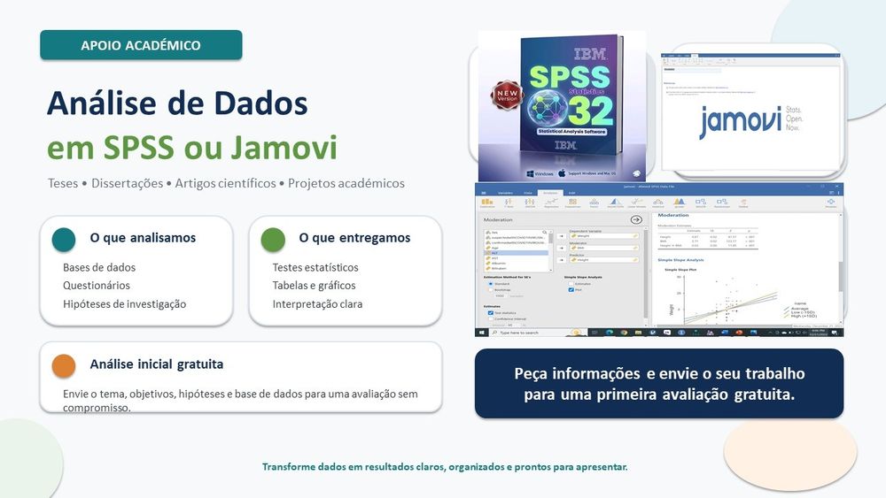 Análise de dados em spss ou jamovi para elaboração de teses