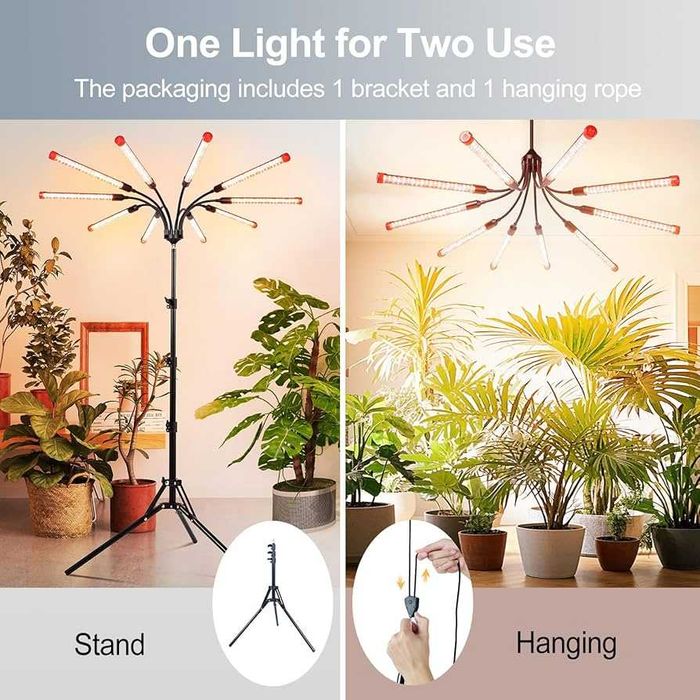 Lampa LED do uprawy roślin Grow Light 90W ze statywem 120cm