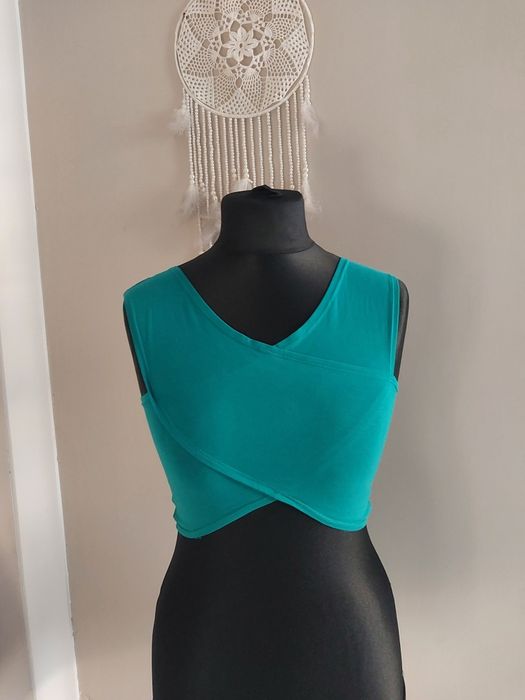 Nowy crop top XS 34 Gina Tricot zielony asymetryczny