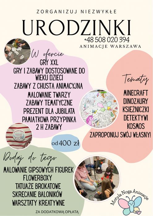 Animatorka, animacje urodzinowe, Warszawa + okolice
