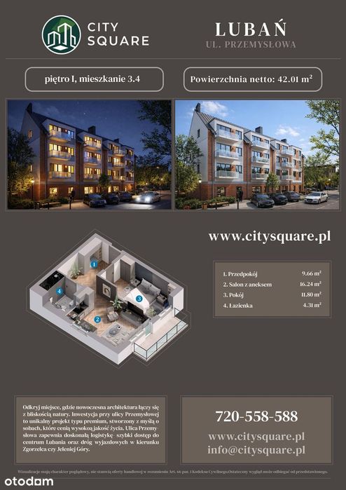 Apartament City Square | Centrum | Wysoki standard