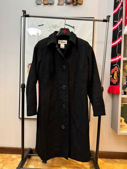 Vintage Trench Coat Chloe Wool Cashmere Black S