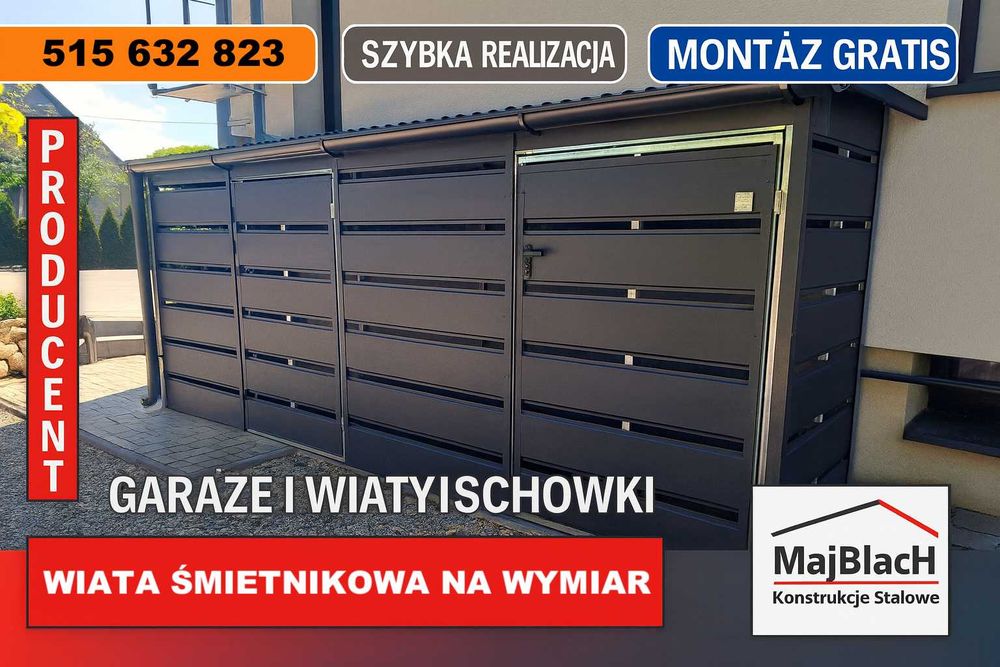 GRAFIT Wiata śmietnikowa – Altana na śmieci /ZADASZENIE / – Maj-BlacH