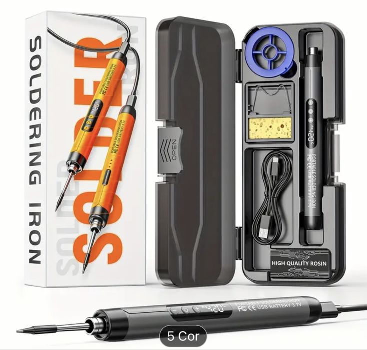 Ferro de soldar digital portátil USB com temperatura ajustavel