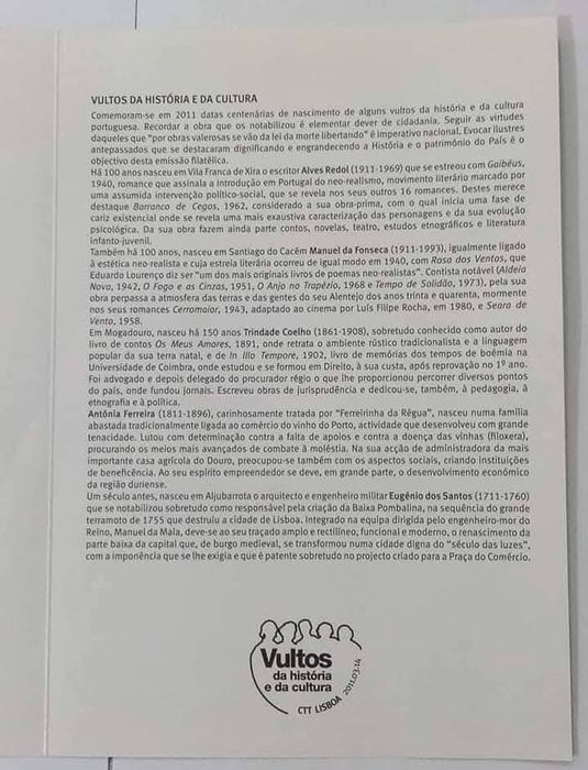 Vultos da História e da Cultura - Pagela