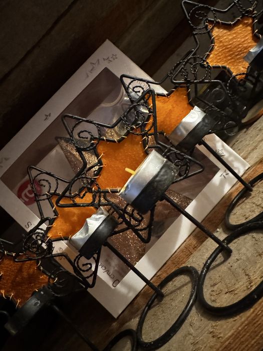 świeczniki gwiazdy metal Boże Narodzenie