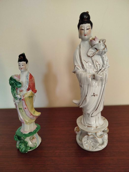 Deusas chinesas da felicidade antigas em porcelana