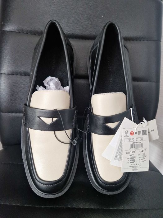 Mokasyny czarno-ecru Reserved r.39