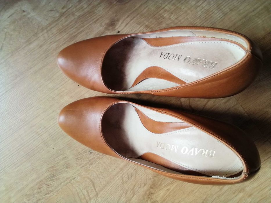 Skórzane czółenka Bravo Moda szpilki buty na obcasie 10 cm