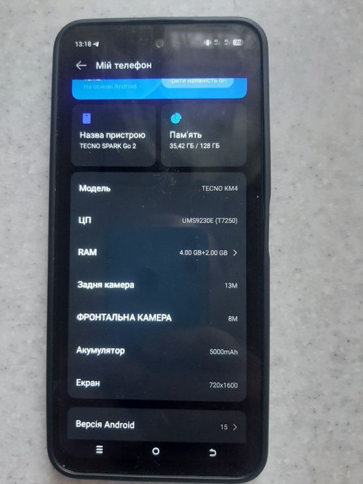 Продам телефон TECNO SPARK Go 2
