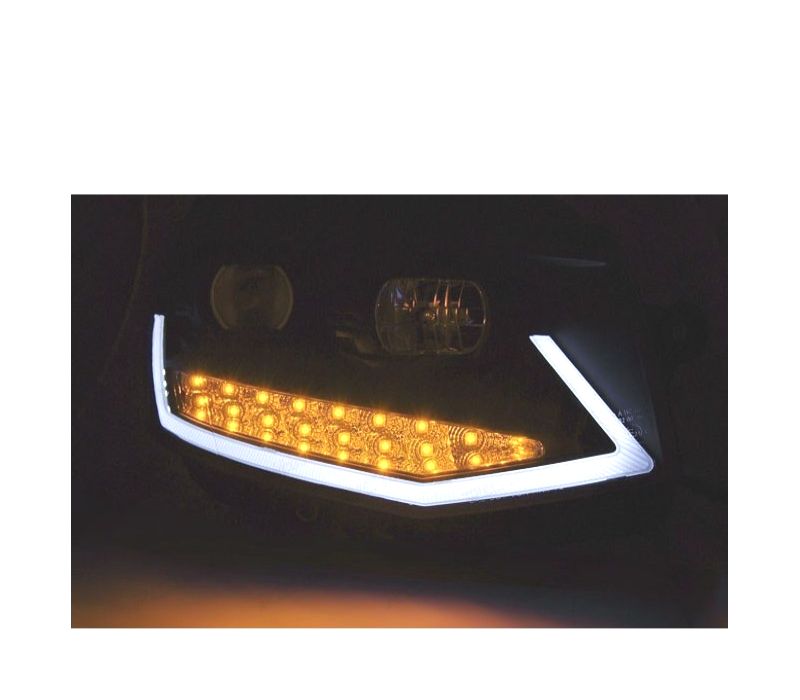 CONJUNTO DE FARÓIS VOLKSWAGEN VW T6 15-19 COM DRL PRETOS COM PISCAS LED