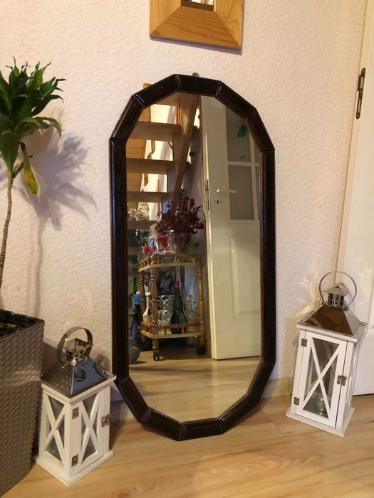 Owalne lustro dekoracyjne wenge w stylu vintage