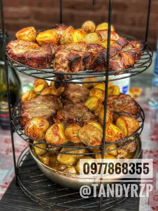 Набор гриль 4в1 у тандир 23-26 см. Сітка гриль 3 яруса.