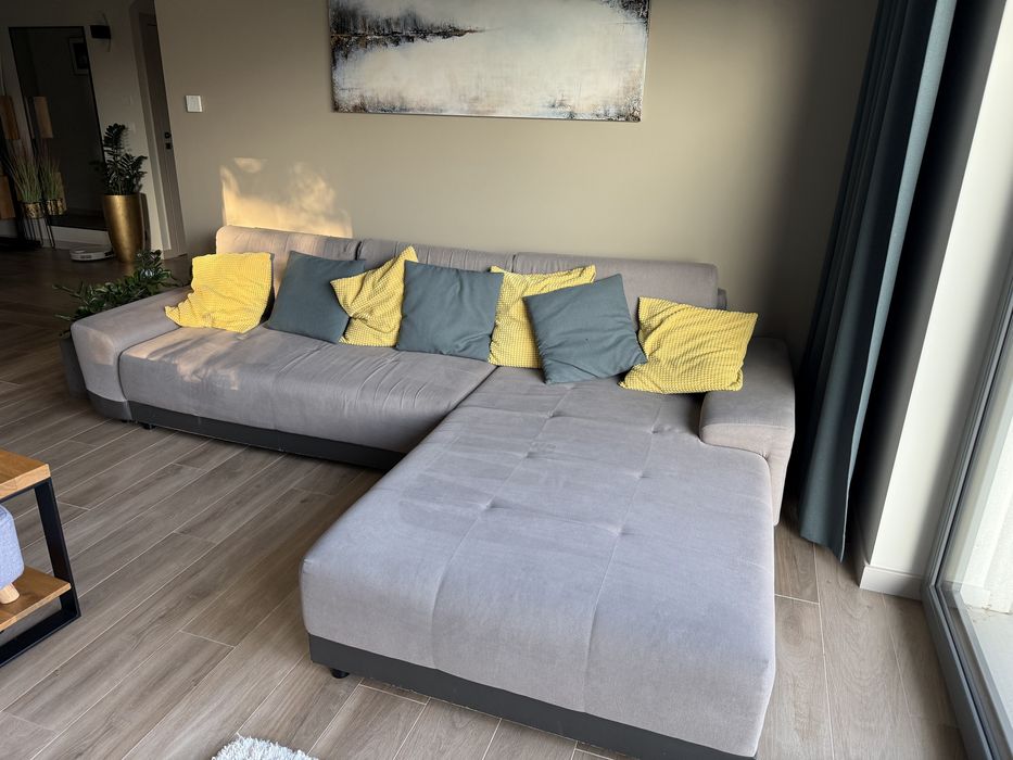 Szary narożnik rozkładany z szezlongiem , sofa rozkladana - 499 zl !