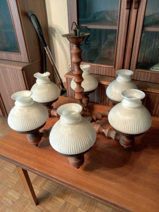 Żyrandole  trzy i pięcioramienne -  czas PRL lata 80 te