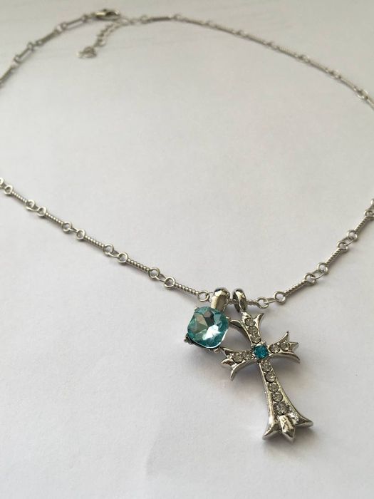 !!Серебряный комплект Chrome Hearts!! с голубым кристаллом!!