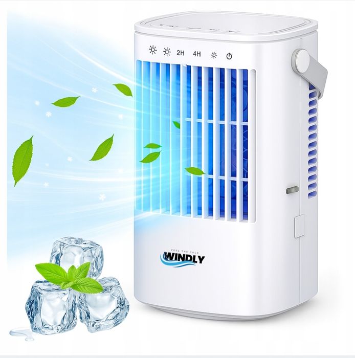 Wiatrak Mini Klimatyzator Wentylator Biurkowy Cichy Na Wodę 900ml LED