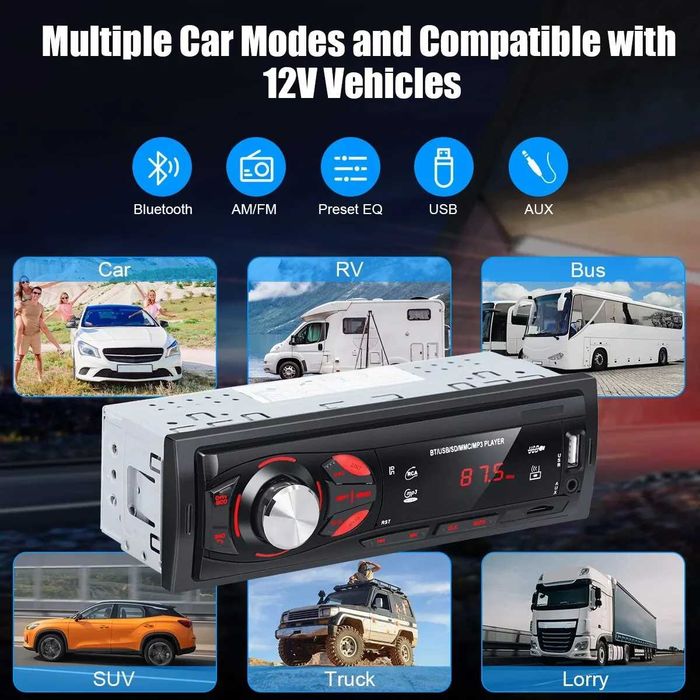 Auto Radio Bluetooth Auto 1 Din ,  Bluetooth Mãos Livres,