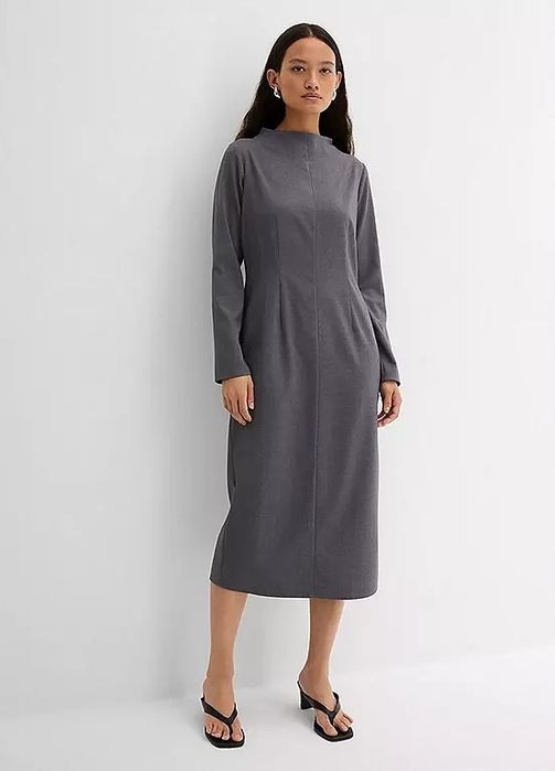 B.P.C sukienka midi elegancka szara r.46