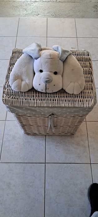 Cesto roupa em verga branco criança