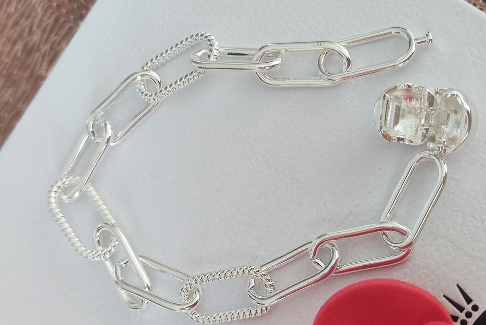 Bransoletka przeplatane ogniwa wężowy splot 18 cm