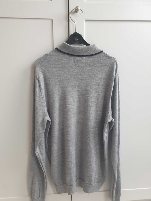 Szary sweter z kołnierzykiem polo wełniany Without Prejudice M L