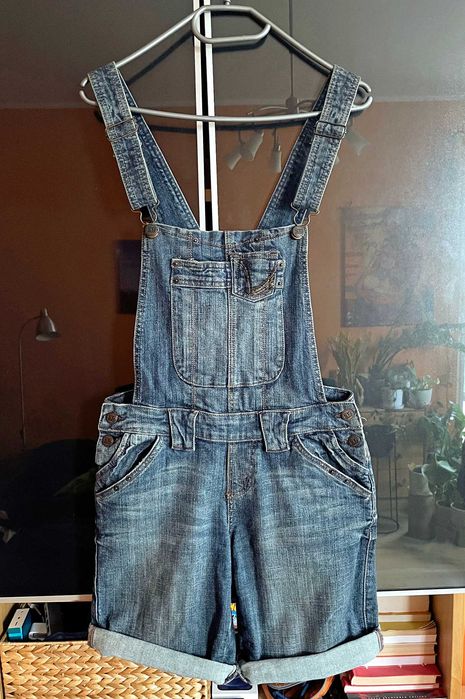 Ogrodniczki jeansowe, krótkie, szorty, 38