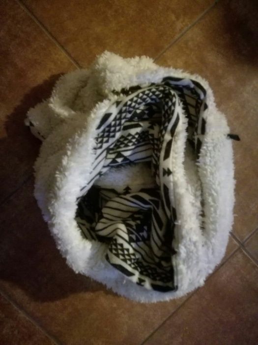 Szal komin dwustronny, futrzany, futerko, baranek wzór, pimkie