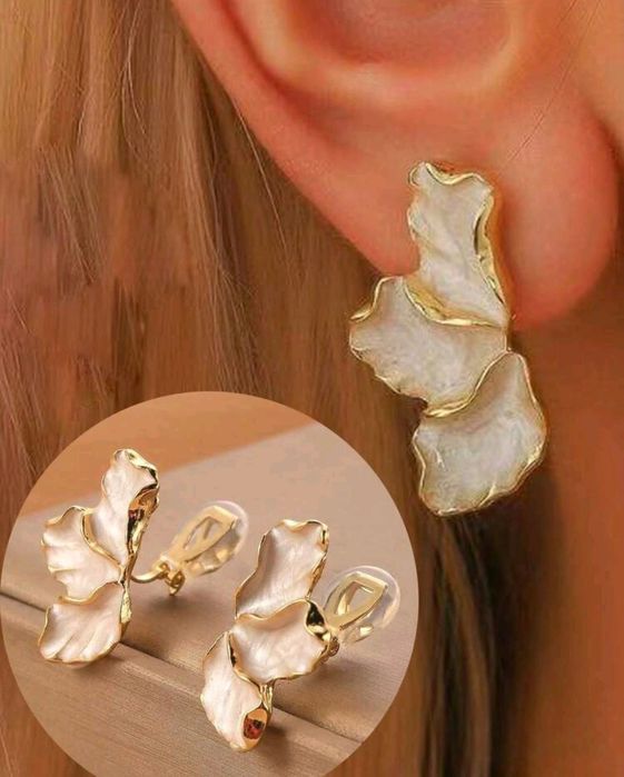 Klipsy perłowe listki