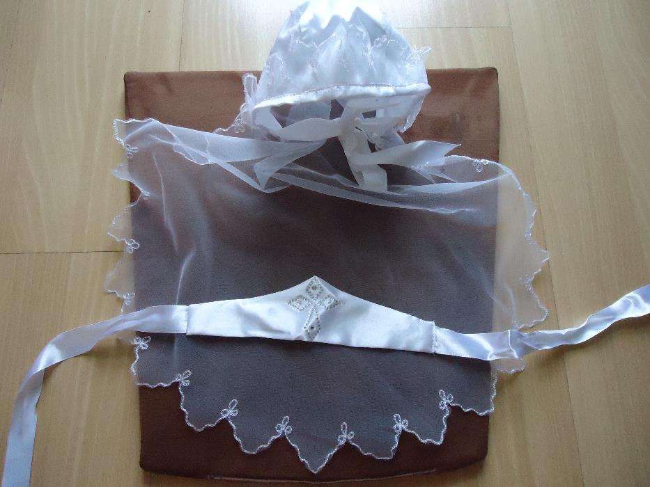 sukienka ubranko do chrztu z czapeczka welon torebka buciki