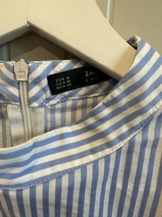 Sukienka mini Zara M paski niebieskie