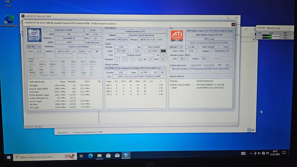 Laptop HP PROBOOK 6550b Core i5 M450 + AMD RADEON   2 sztuki
